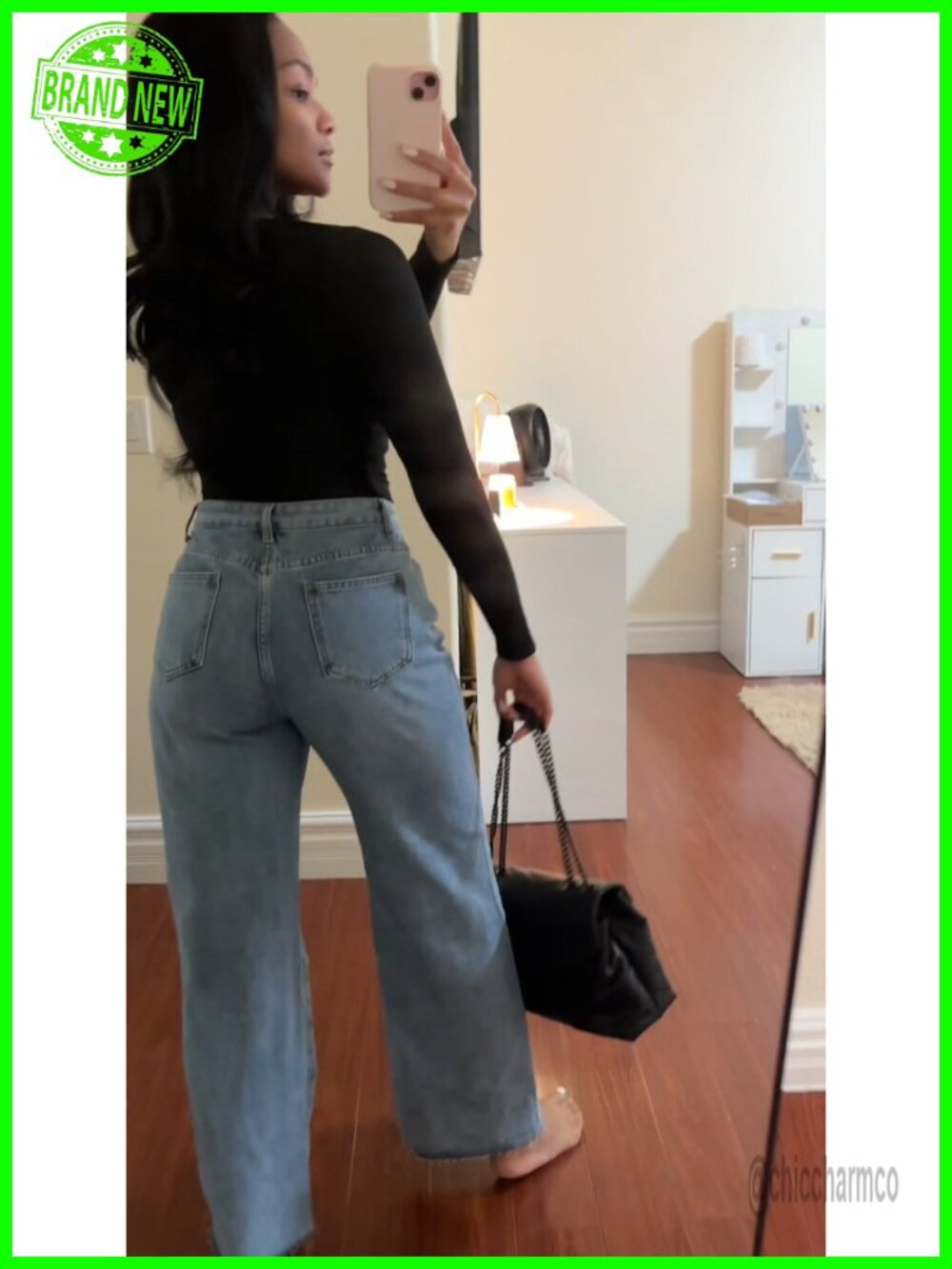 High Waisted Ripped Straight Leg Jeans Distressed Baggy Denim Pants - Picture 6 of 6
